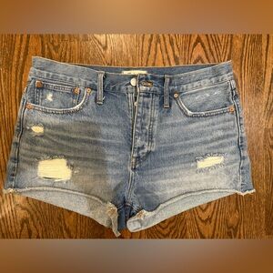 Women's Madewell Relaxed Denim Shorts Distressed Cut Off Size 29